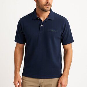 Orvis Men’s Cotton Pique Polo Navy Contrast Trim Made In Peru Size L Heritage